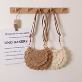 Sac à bandoulière en dentelle et fil de coton ajouré avec découpes, sac à bandoulière en paille pour vacances et plage